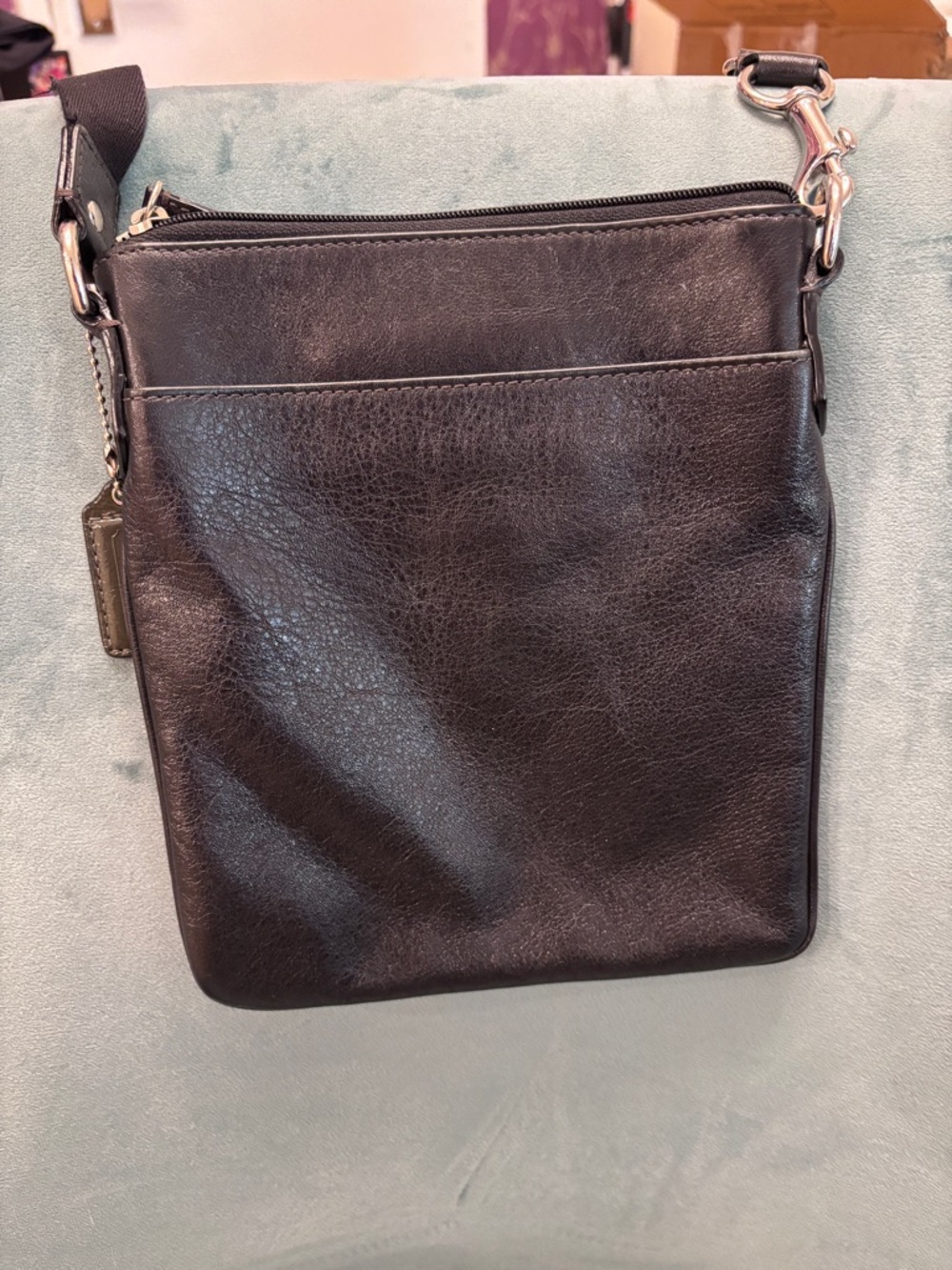 Coach Black Leather Crossbody Bag with Silver Hardware - Picture 3 of 3